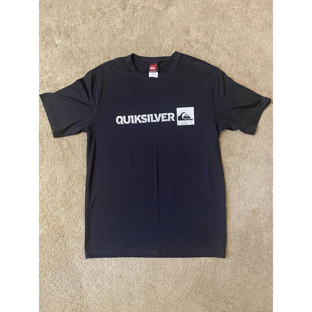 Quiksilver Rashguard T Shirt Black Performabce Beach Stretch Men’s Size S